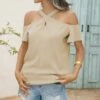 Deals 🥰 Romantichut Apricot Cutout Top - 👩 Women 🤩 -Romantichut Sales zu105707420 main tm1652368469