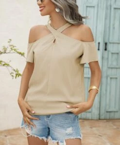 Deals 🥰 Romantichut Apricot Cutout Top - 👩 Women 🤩