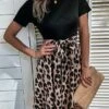 Budget ⭐ Romantichut Black & Brown Leopard Short-Sleeve Empire-Waist 👗 Dress - 👩 Women 🧨 -Romantichut Sales zu105922048 main tm1653590443