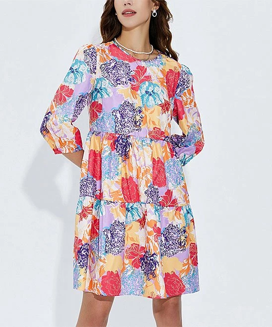 Cheapest ๐คฉ Romantichut Purple & Yellow Abstract Floral Tiered A-Line ๐ Dress - ๐ฉ Women โค๏ธ 4 Cheapest ๐คฉ Romantichut Purple & Yellow Abstract Floral Tiered A-Line ๐ Dress - ๐ฉ Women โค๏ธ - Image 2