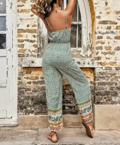 Outlet 🎉 Romantichut Green Paisley Sleeveless Jumpsuit - 👩 Women 🎁 -Romantichut Sales zu105925430 alt 4 tm1652730314