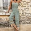Outlet 🎉 Romantichut Green Paisley Sleeveless Jumpsuit - 👩 Women 🎁 -Romantichut Sales zu105925430 main tm1652730314