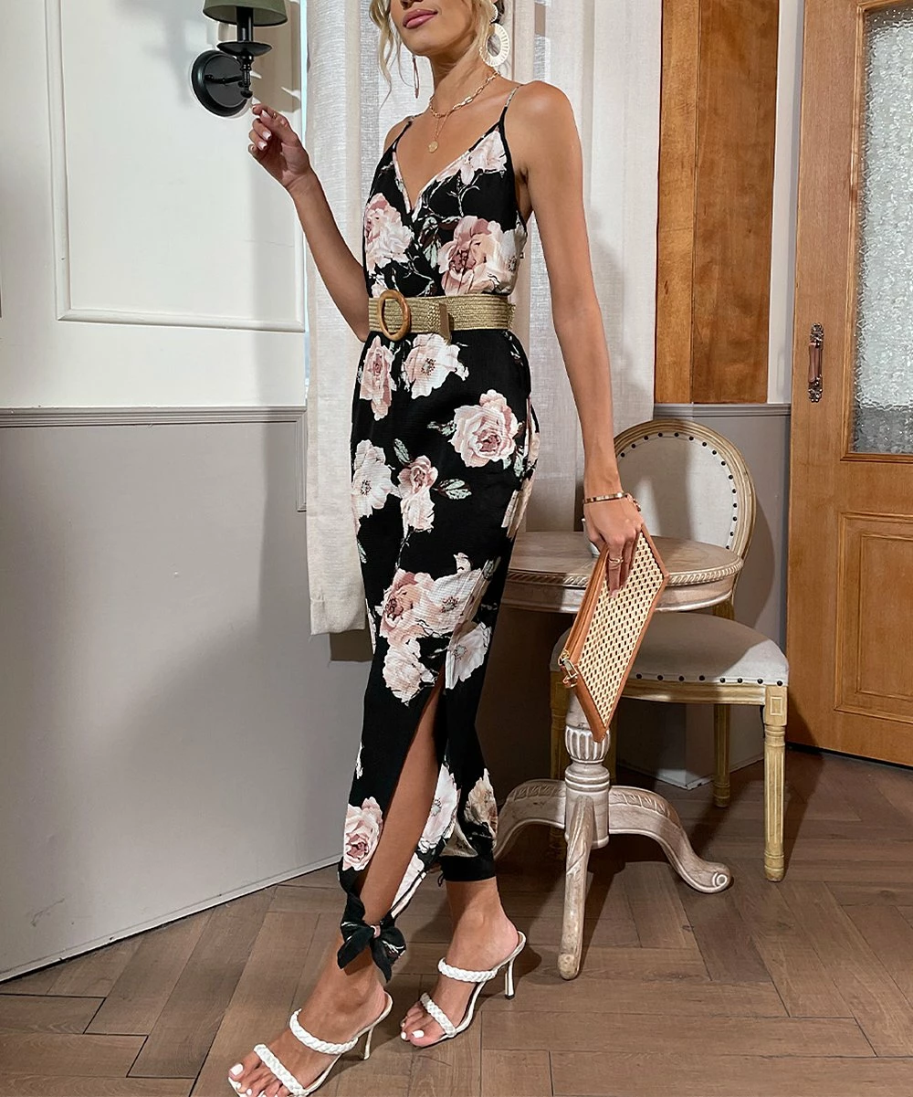 Top 10 ๐ฅ Romantichut Black & Blush Floral Surplice Jumpsuit - ๐ฉ Women ๐ 4 Top 10 ๐ฅ Romantichut Black & Blush Floral Surplice Jumpsuit - ๐ฉ Women ๐ - Image 2