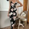 Top 10 🔥 Romantichut Black & Blush Floral Surplice Jumpsuit - 👩 Women 😉 -Romantichut Sales zu105926304 main tm1652903773