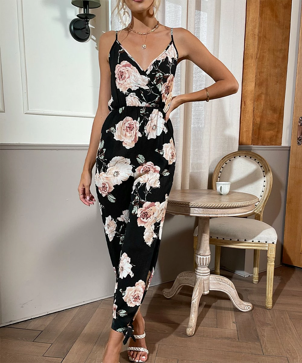 Top 10 ๐ฅ Romantichut Black & Blush Floral Surplice Jumpsuit - ๐ฉ Women ๐ 3 Top 10 ๐ฅ Romantichut Black & Blush Floral Surplice Jumpsuit - ๐ฉ Women ๐