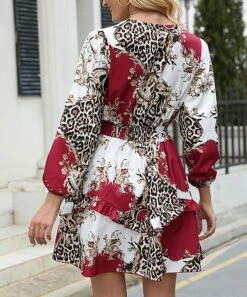 Flash Sale 👍 Romantichut White & Red Status Surplice Puff-Sleeve A-Line 👗 Dress - 👩 Women 😀 -Romantichut Sales zu106250827 alt 4 tm1654626961