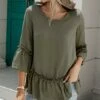 Flash Sale ✔️ Romantichut Green Ruffle-Hem Top - 👩 Women 🎁 -Romantichut Sales zu106427358 main tm1654622225