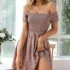 Best reviews of ⭐ Romantichut Khaki & White Floral Off-Shoulder 👗 Dress - 👩 Women 🥰 -Romantichut Sales zu106685987 main tm1655381958
