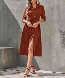 Best Sale 😉 Romantichut Wine Red Tie-Waist Button-Up 👚 Shirt 👗 Dress - 👩 Women 🔥 8 Best Sale 😉 Romantichut Wine Red Tie-Waist Button-Up 👚 Shirt 👗 Dress - 👩 Women 🔥 -Romantichut Sales zu107360759 alt 3 tm1657803102