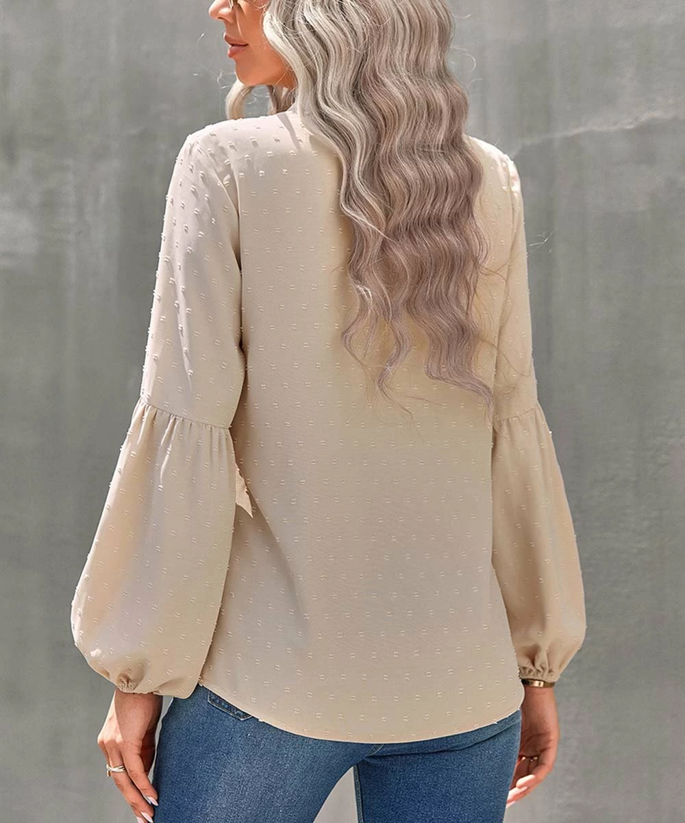 Wholesale 🎉 Romantichut Apricot Notch-Neck Button-Up - 👩 Women 🎁 7 Wholesale 🎉 Romantichut Apricot Notch-Neck Button-Up - 👩 Women 🎁 - Image 5