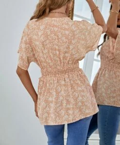 Coupon 😉 Romantichut Pink Floral Surplice Top - 👩 Women 💯 -Romantichut Sales zu107651235 alt 4 tm1659023066