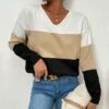 Hot Sale 😀 Romantichut White & Beige Color Block Stripe V-Neck Top - 👩 Women 🔥 2 Hot Sale 😀 Romantichut White & Beige Color Block Stripe V-Neck Top - 👩 Women 🔥 -Romantichut Sales zu107834892 main tm1660314525