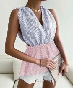 Discount ๐ฅฐ Romantichut Blue & Pink Stripe Sleeveless Surplice Top - ๐ฉ Women ๐งจ 9 Discount ๐ฅฐ Romantichut Blue & Pink Stripe Sleeveless Surplice Top - ๐ฉ Women ๐งจ -Romantichut Sales zu107876326 alt 2 tm1660064048