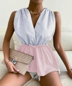 Discount ๐ฅฐ Romantichut Blue & Pink Stripe Sleeveless Surplice Top - ๐ฉ Women ๐งจ 10 Discount ๐ฅฐ Romantichut Blue & Pink Stripe Sleeveless Surplice Top - ๐ฉ Women ๐งจ -Romantichut Sales zu107876326 alt 3 tm1660064048