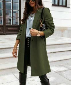 Best Sale 🌟 Romantichut Army Green Long-Lapel Casual Jacket - 👩 Women ❤️