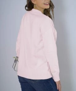 Wholesale ✨ Romantichut Pink Wide-Collar V-Neck Sweater - 👩 Women 😍 -Romantichut Sales zu108109200 alt 2 tm1665513391