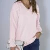 Wholesale ✨ Romantichut Pink Wide-Collar V-Neck Sweater - 👩 Women 😍 -Romantichut Sales zu108109200 main tm1665513391