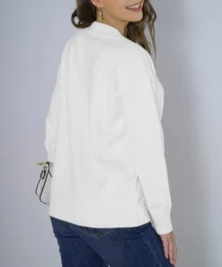 Outlet 🌟 Romantichut White Knit V-Neck Sweater - 👩 Women 👍 -Romantichut Sales zu108116549 alt 2 tm1665513391