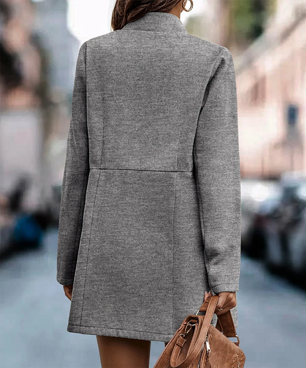 Coupon ⭐ Romantichut Gray Notched Open Jacket - 👩 Women 🎉 5 Coupon ⭐ Romantichut Gray Notched Open Jacket - 👩 Women 🎉 - Image 3