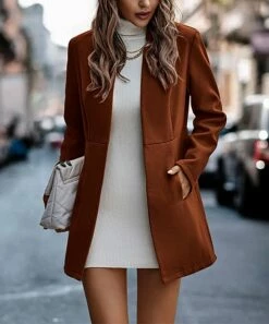 Cheapest 👍 Romantichut Bick Red Notched Open Jacket - 👩 Women 🔥