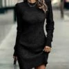Best Sale 🎁 Romantichut Black Ribbed Layered-Sleeve Sweater 👗 Dress - 👩 Women ⭐ -Romantichut Sales zu108468168 main tm1662075509