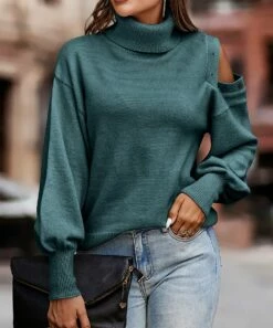 Cheap 👍 Romantichut Dusty Blue Turtleneck Off-Shoulder Sweater - 👩 Women ✔️ 7 Cheap 👍 Romantichut Dusty Blue Turtleneck Off-Shoulder Sweater - 👩 Women ✔️ -Romantichut Sales zu108481118 alt 2 tm1661731284