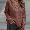 Brand new 🎁 Romantichut Pink Raw-Edge V-Neck Hoodie - 👩 Women 🧨 -Romantichut Sales zu108481251 main tm1661862379