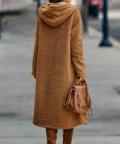 Best deal 💯 Romantichut Deep Camel Hooded Teddy Jacket - 👩 Women 👍 -Romantichut Sales zu108481266 alt 2 tm1661862379