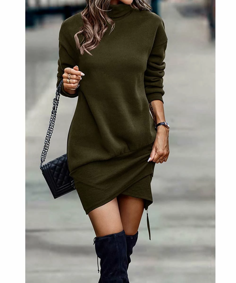 Wholesale 😀 Romantichut Army Green Turtleneck Blouson 👗 Dress - 👩 Women ❤️ 6 Wholesale 😀 Romantichut Army Green Turtleneck Blouson 👗 Dress - 👩 Women ❤️ - Image 4