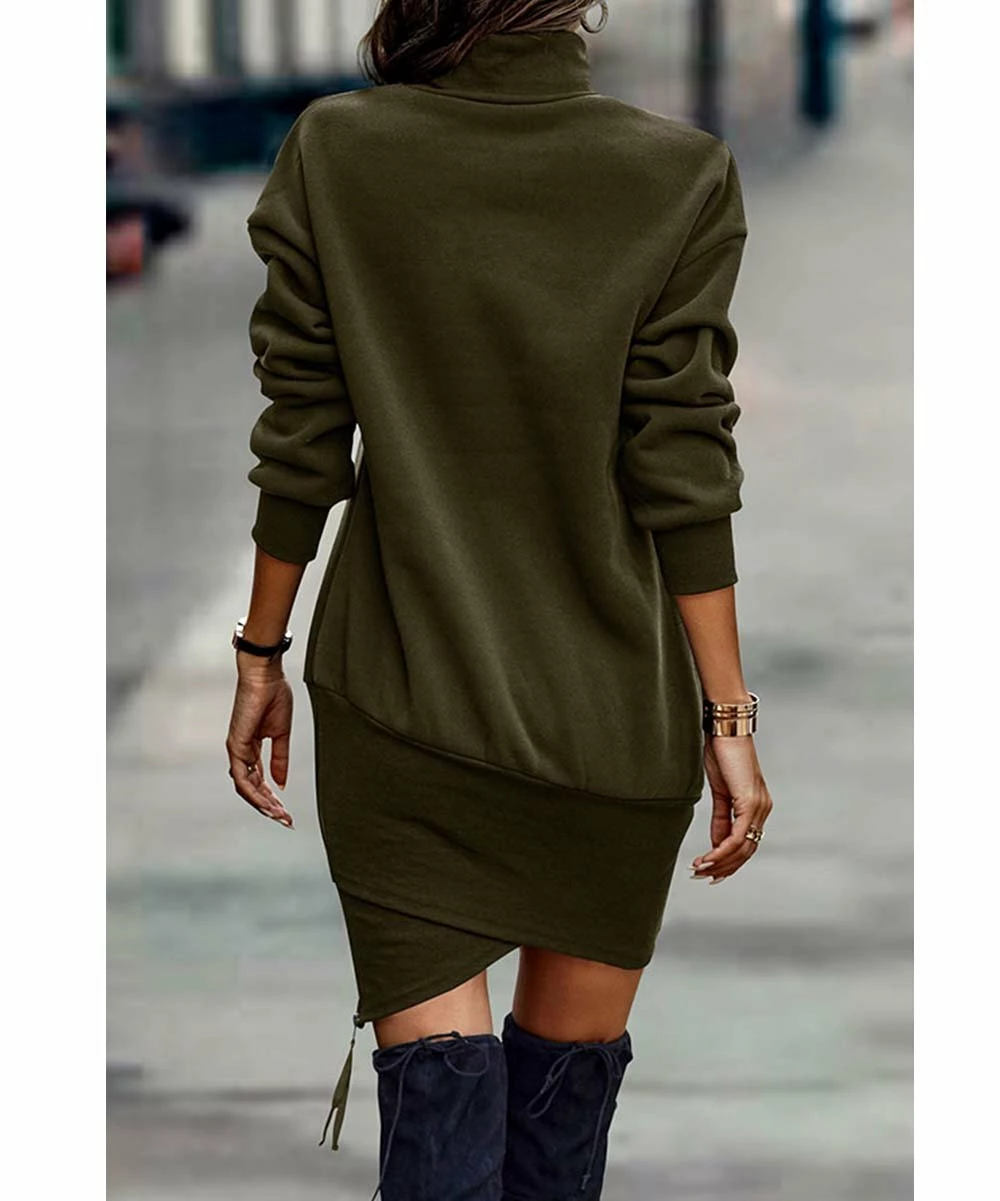 Wholesale 😀 Romantichut Army Green Turtleneck Blouson 👗 Dress - 👩 Women ❤️ 7 Wholesale 😀 Romantichut Army Green Turtleneck Blouson 👗 Dress - 👩 Women ❤️ - Image 5