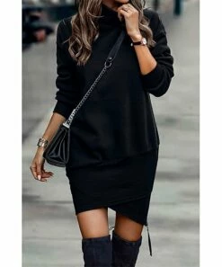 Deals 👍 Romantichut Black Turtleneck Tulip-Hem Sweater 👗 Dress - 👩 Women 🛒 -Romantichut Sales zu108486696 alt 1 tm1662075509