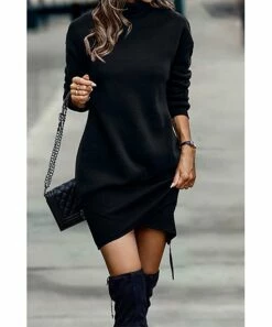 Deals 👍 Romantichut Black Turtleneck Tulip-Hem Sweater 👗 Dress - 👩 Women 🛒 -Romantichut Sales zu108486696 alt 2 tm1662075509
