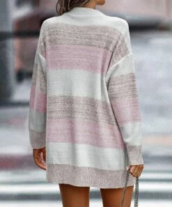 Outlet 💯 Romantichut Pink & White Stripes Pocket Button-Up Cardigan - 👩 Women 😍 -Romantichut Sales zu108486996 alt 2 tm1661543732