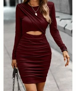 Discount ⭐ Romantichut Wine Red Cutout Bodycon 👗 Dress - 👩 Women 🌟 9 Discount ⭐ Romantichut Wine Red Cutout Bodycon 👗 Dress - 👩 Women 🌟 -Romantichut Sales zu108487179 alt 2 tm1661807224