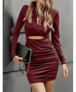 Discount ⭐ Romantichut Wine Red Cutout Bodycon 👗 Dress - 👩 Women 🌟 10 Discount ⭐ Romantichut Wine Red Cutout Bodycon 👗 Dress - 👩 Women 🌟 -Romantichut Sales zu108487179 alt 3 tm1661807224