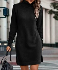 Promo ✨ Romantichut Black Turtleneck Sweater 👗 Dress - 👩 Women 😉 -Romantichut Sales zu108511961 alt 2 tm1662747607