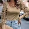 Wholesale ✨ Romantichut Khaki Lace Bishop-Sleeve Scoop-Neck Top - 👩 Women 😉 2 Wholesale ✨ Romantichut Khaki Lace Bishop-Sleeve Scoop-Neck Top - 👩 Women 😉 -Romantichut Sales zu108512001 main tm1662553503