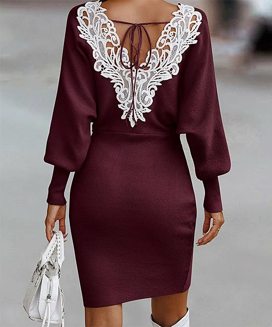 Deals 😀 Romantichut Purple & White Lace-Detail V-Nek 👗 Dress - 👩 Women 🎁 3 Deals 😀 Romantichut Purple & White Lace-Detail V-Nek 👗 Dress - 👩 Women 🎁