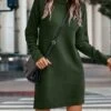 Cheapest 👏 Romantichut Green Turtleneck Sweater 👗 Dress - 👩 Women 👏 -Romantichut Sales zu108517294 main tm1662747607