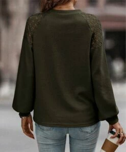 Best deal 🌟 Romantichut Green Lace-Accent Raglan Top - 👩 Women 😀 -Romantichut Sales zu108517331 alt 2 tm1662747607