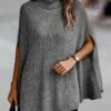 Cheap 🌟 Romantichut Gray Turtleneck Half-Sleeve Poncho - 👩 Women 😍 -Romantichut Sales zu108517403 main tm1662663107