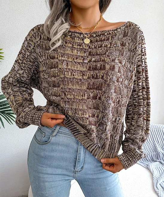 Outlet ๐ Romantichut Brown & Khaki Abstract Boatneck Sweater - ๐ฉ Women ๐ 4 Outlet ๐ Romantichut Brown & Khaki Abstract Boatneck Sweater - ๐ฉ Women ๐ - Image 2