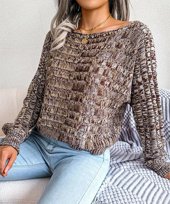 Outlet ๐ Romantichut Brown & Khaki Abstract Boatneck Sweater - ๐ฉ Women ๐ 5 Outlet ๐ Romantichut Brown & Khaki Abstract Boatneck Sweater - ๐ฉ Women ๐ - Image 3