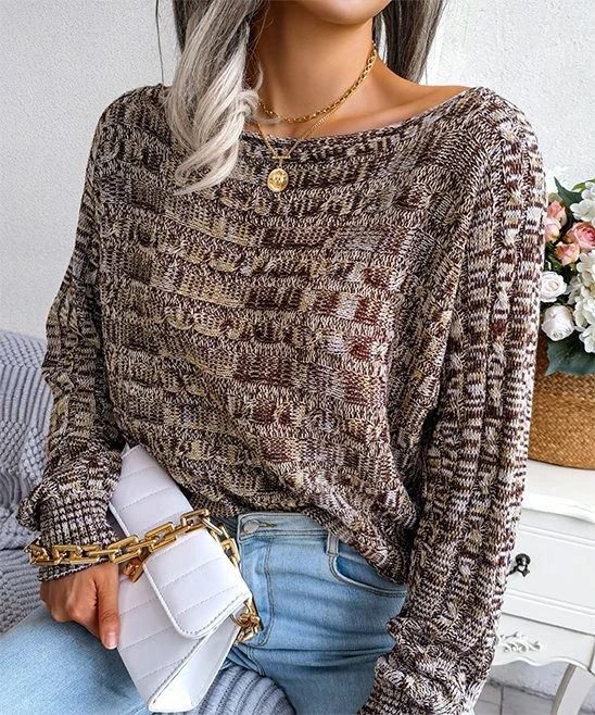 Outlet ๐ Romantichut Brown & Khaki Abstract Boatneck Sweater - ๐ฉ Women ๐ 6 Outlet ๐ Romantichut Brown & Khaki Abstract Boatneck Sweater - ๐ฉ Women ๐ - Image 4