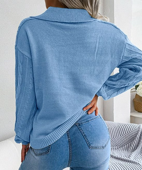 Best Pirce โ Romantichut Blue Cable-Knit Collar V-Neck Sweater - ๐ฉ Women ๐ 7 Best Pirce โ Romantichut Blue Cable-Knit Collar V-Neck Sweater - ๐ฉ Women ๐ - Image 5