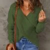 Brand new 👍 Romantichut Green V-Neck Surplice Sweater - 👩 Women 🎁 -Romantichut Sales zu108632827 main tm1662818742