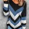 Best Pirce ⌛ Romantichut Black & Blue Chevron Sweater - 👩 Women 🎁 -Romantichut Sales zu108638079 main tm1662747607