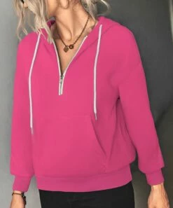 Coupon ⌛ Romantichut Pink Quarter-Zip Hoodie - 👩 Women 🔥 -Romantichut Sales zu108638185 alt 2 tm1662822566