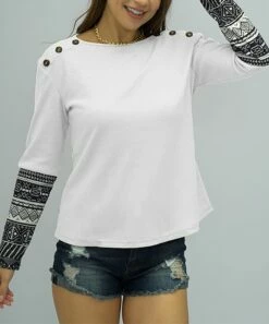 Brand new 😍 Romantichut White & Gray Geometric Stripe Button-Shoulder Long-Sleeve Top - 👩 Women 🌟 8 Brand new 😍 Romantichut White & Gray Geometric Stripe Button-Shoulder Long-Sleeve Top - 👩 Women 🌟 -Romantichut Sales zu108725823 alt 1 tm1662745875