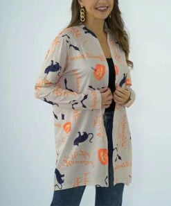 Best reviews of 🔥 Romantichut Gray Cat Jack-o'-Lantern Open Cardigan - 👩 Women 🛒 -Romantichut Sales zu108821443 alt 3 tm1663345094